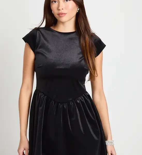 Velvet Full Skirt Backless Mini Dress