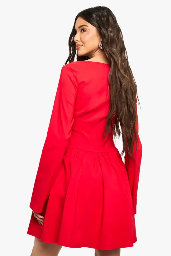 Bengaline Corset Long Sleeve Skater Dress - Image 2